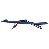 Folding Sun Loungers 2 pcs with Footrests Steel Blue - Rear View