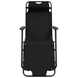 Folding Sun Loungers 2 pcs with Footrests Steel Black