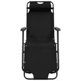 Folding Sun Loungers 2 pcs with Footrests Steel Black - Top-Down View