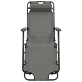 Folding Sun Loungers 2 pcs with Footrests Steel Grey - Side View