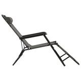 Folding Sun Loungers 2 pcs with Footrests Steel Grey - 45-Degree Angle