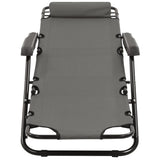 Folding Sun Loungers 2 pcs with Footrests Steel Grey