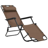 Folding Sun Loungers 2 pcs with Footrests Steel Brown - Front View