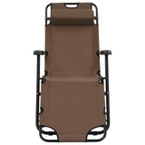 Folding Sun Loungers 2 pcs with Footrests Steel Brown - Side View