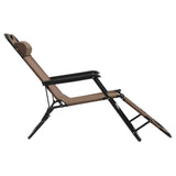 Folding Sun Loungers 2 pcs with Footrests Steel Brown - 45-Degree Angle