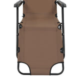 Folding Sun Loungers 2 pcs with Footrests Steel Brown - Close-Up Angle