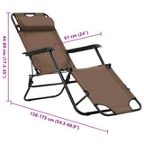 Folding Sun Loungers 2 pcs with Footrests Steel Brown - Extra Image
