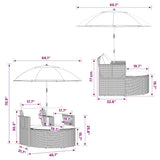 2 Seater Garden Sofa with Cushions and Parasol Grey Poly Rattan - Extra Image