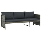 3 Piece Garden Lounge Set with Cushions Poly Rattan Grey - Top-Down View