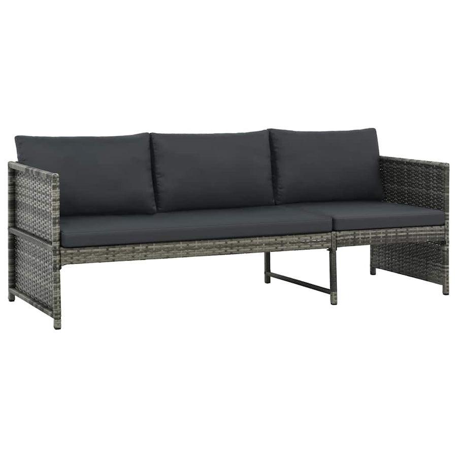 3 Piece Garden Lounge Set with Cushions Poly Rattan Grey