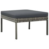 3 Piece Garden Lounge Set with Cushions Poly Rattan Grey - Rear View