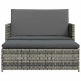 2 Piece Garden Lounge Set with Cushions Poly Rattan Grey - Side View