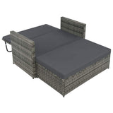 2 Piece Garden Lounge Set with Cushions Poly Rattan Grey - Rear View