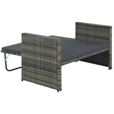 2 Piece Garden Lounge Set with Cushions Poly Rattan Grey - Close-Up Angle