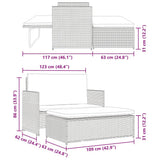 2 Piece Garden Lounge Set with Cushions Poly Rattan Grey