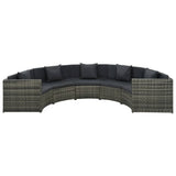 7 Piece Garden Lounge Set with Cushions Poly Rattan Grey