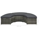 7 Piece Garden Lounge Set with Cushions Poly Rattan Grey - Close-Up Angle