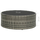 7 Piece Garden Lounge Set with Cushions Poly Rattan Grey - Low Angle
