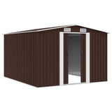 Garden Shed 257x298x178 cm Metal Brown - Side View