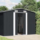 Garden Shed 257x392x181 cm Metal Anthracite - Front View