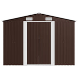Garden Shed 257x392x181 cm Metal Brown - 45-Degree Angle