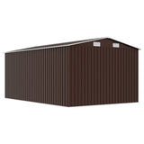 Garden Shed 257x392x181 cm Metal Brown - Close-Up Angle