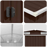 Garden Shed 257x392x181 cm Metal Brown - Low Angle