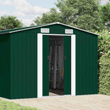 Garden Shed 257x489x181 cm Metal Green - Front View