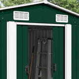 Garden Shed 257x489x181 cm Metal Green - Side View
