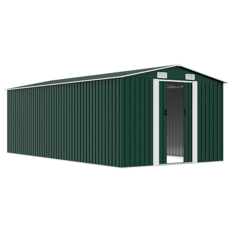 Garden Shed 257x489x181 cm Metal Green