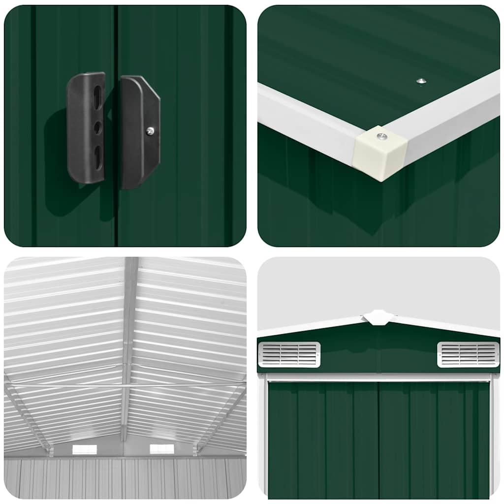 Garden Shed 257x489x181 cm Metal Green