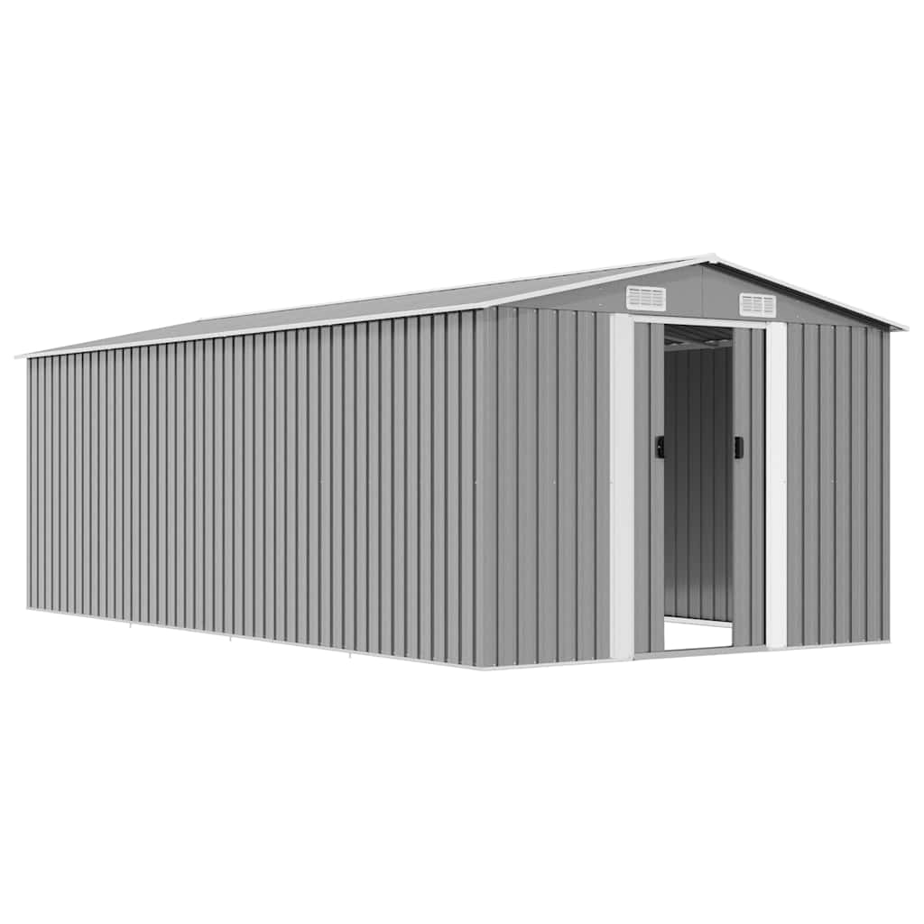 Garden Shed 257x489x181 cm Metal Grey