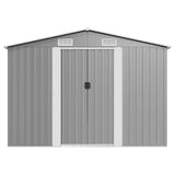 Garden Shed 257x489x181 cm Metal Grey - 45-Degree Angle