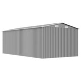 Garden Shed 257x489x181 cm Metal Grey - Close-Up Angle