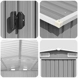 Garden Shed 257x489x181 cm Metal Grey - Low Angle