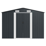 Garden Shed 257x489x181 cm Metal Anthracite - 45-Degree Angle