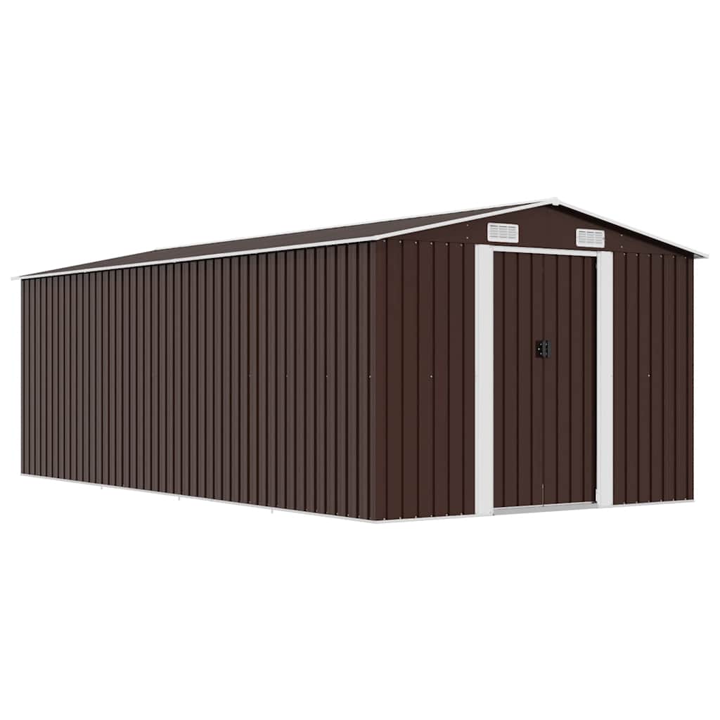 Garden Shed 257x489x181 cm Metal Brown