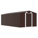 Garden Shed 257x489x181 cm Metal Brown