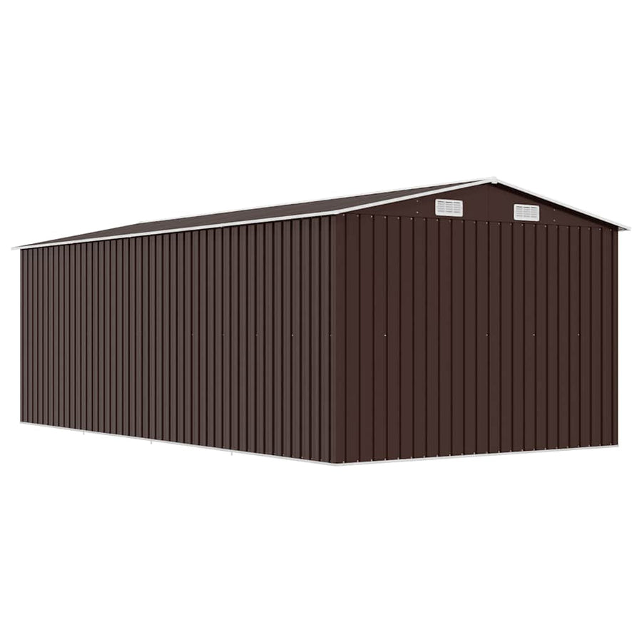 Garden Shed 257x489x181 cm Metal Brown