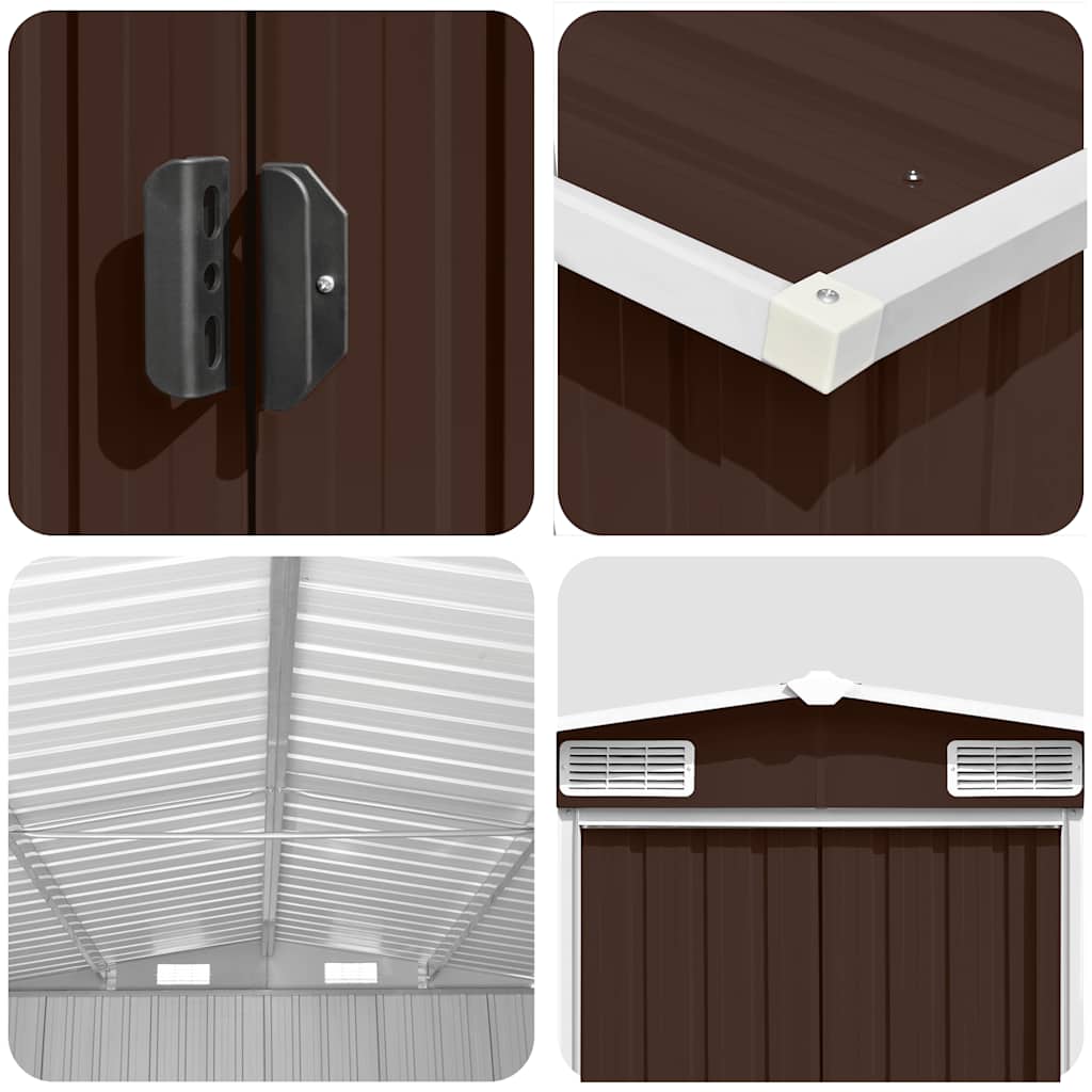 Garden Shed 257x489x181 cm Metal Brown
