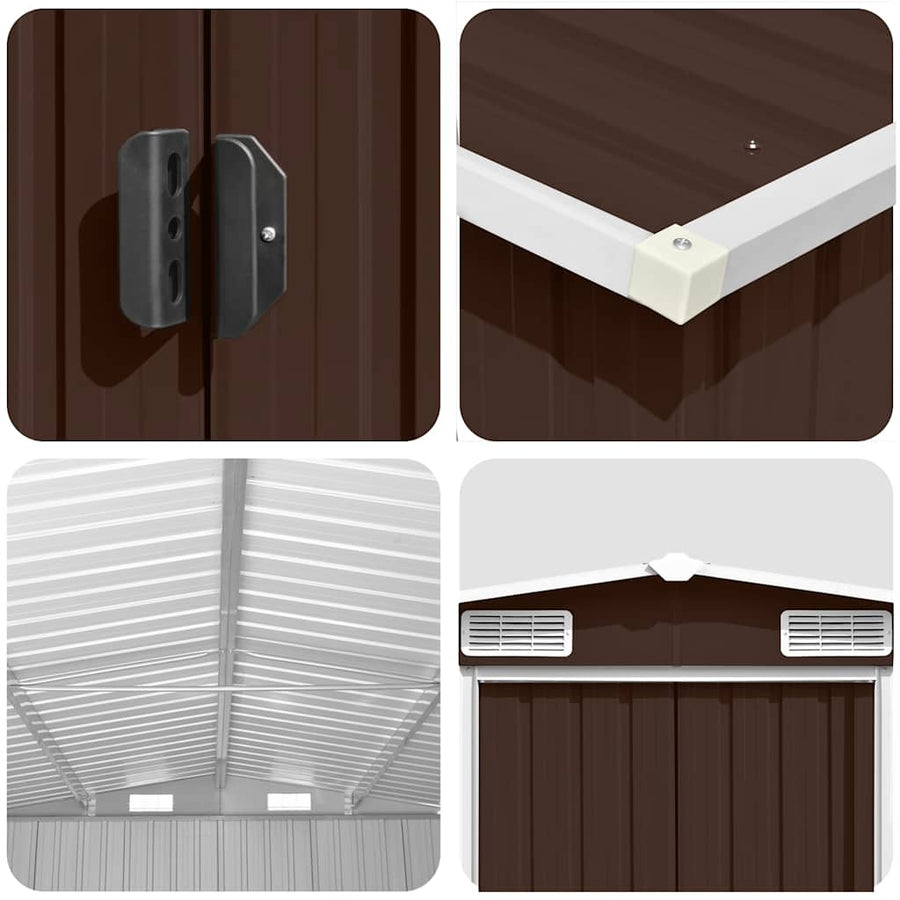 Garden Shed 257x489x181 cm Metal Brown