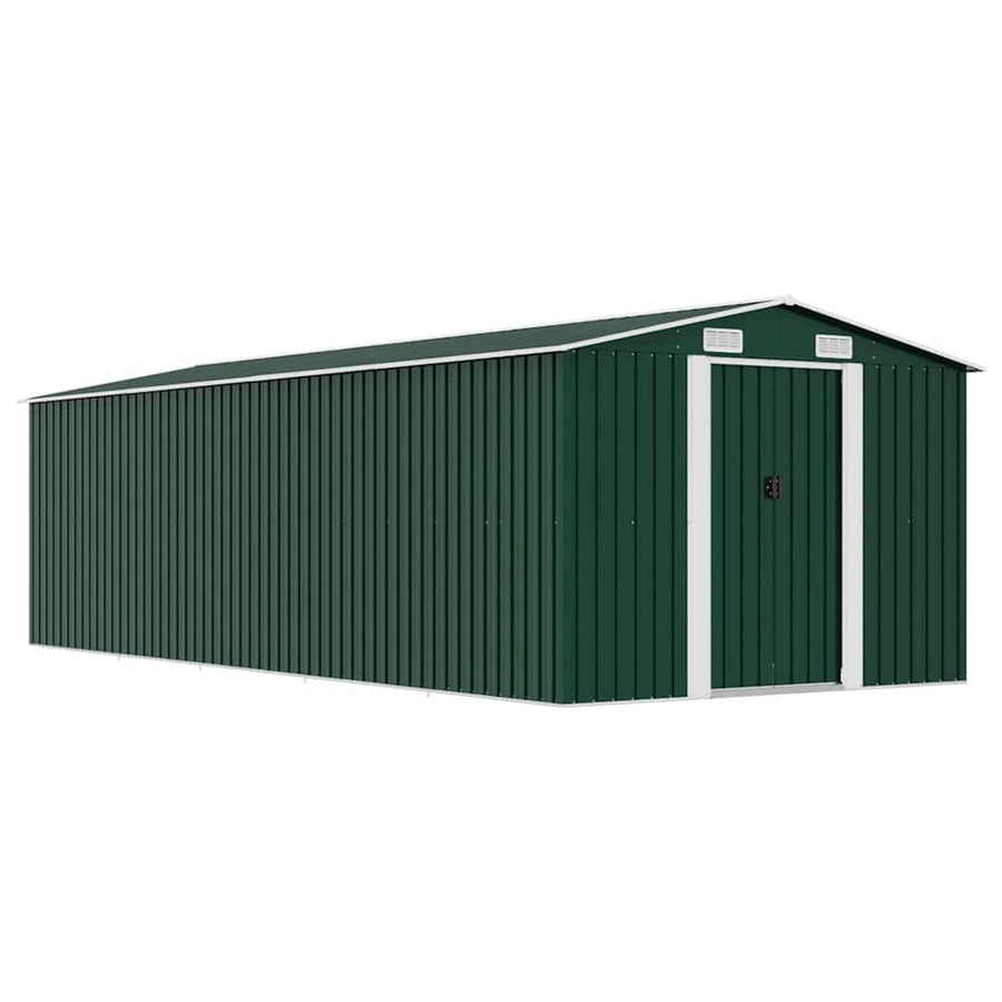 Garden Shed 257x580x181 cm Metal Green
