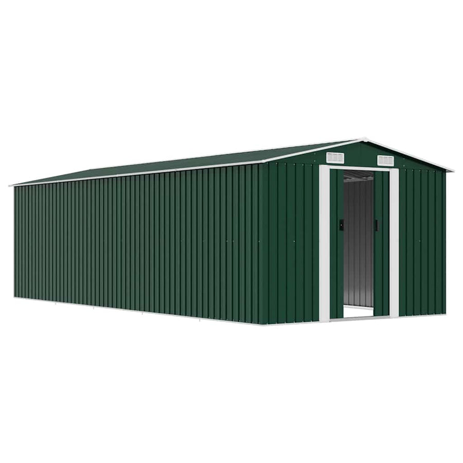 Garden Shed 257x580x181 cm Metal Green