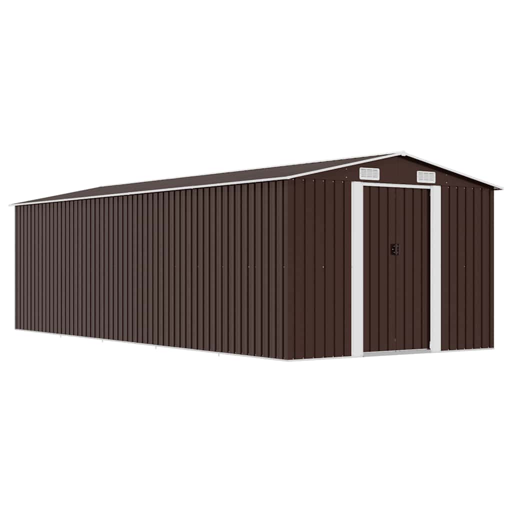 Garden Shed 257x580x181 cm Metal Brown
