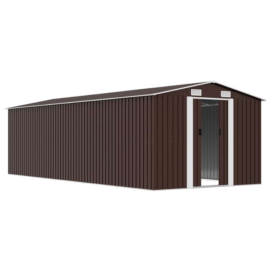 Garden Shed 257x580x181 cm Metal Brown