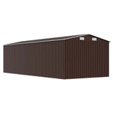 Garden Shed 257x580x181 cm Metal Brown - Close-Up Angle