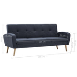 3-Seater Sofa Fabric Dark Grey