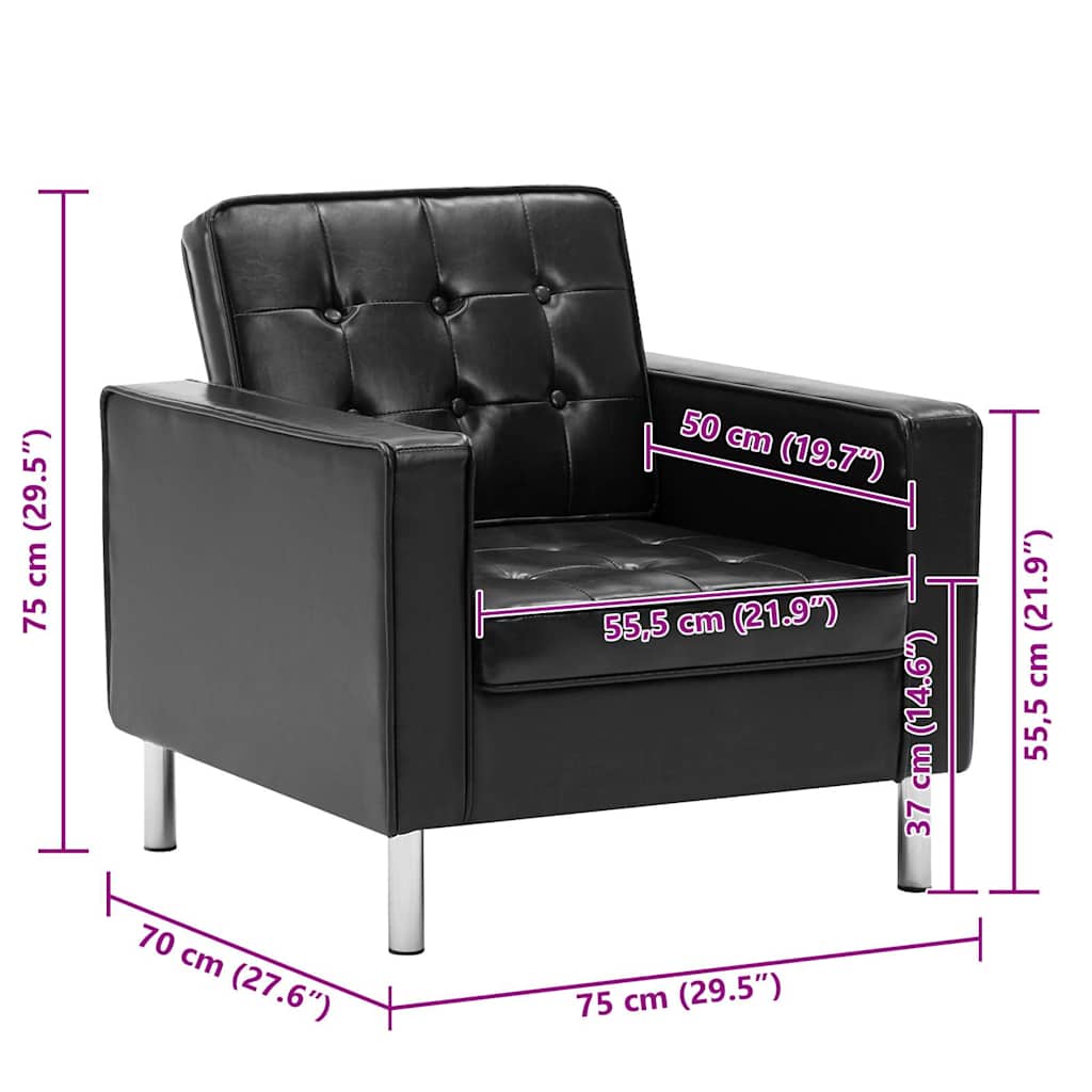 Armchair Black 75x70x75 cm Faux Leather