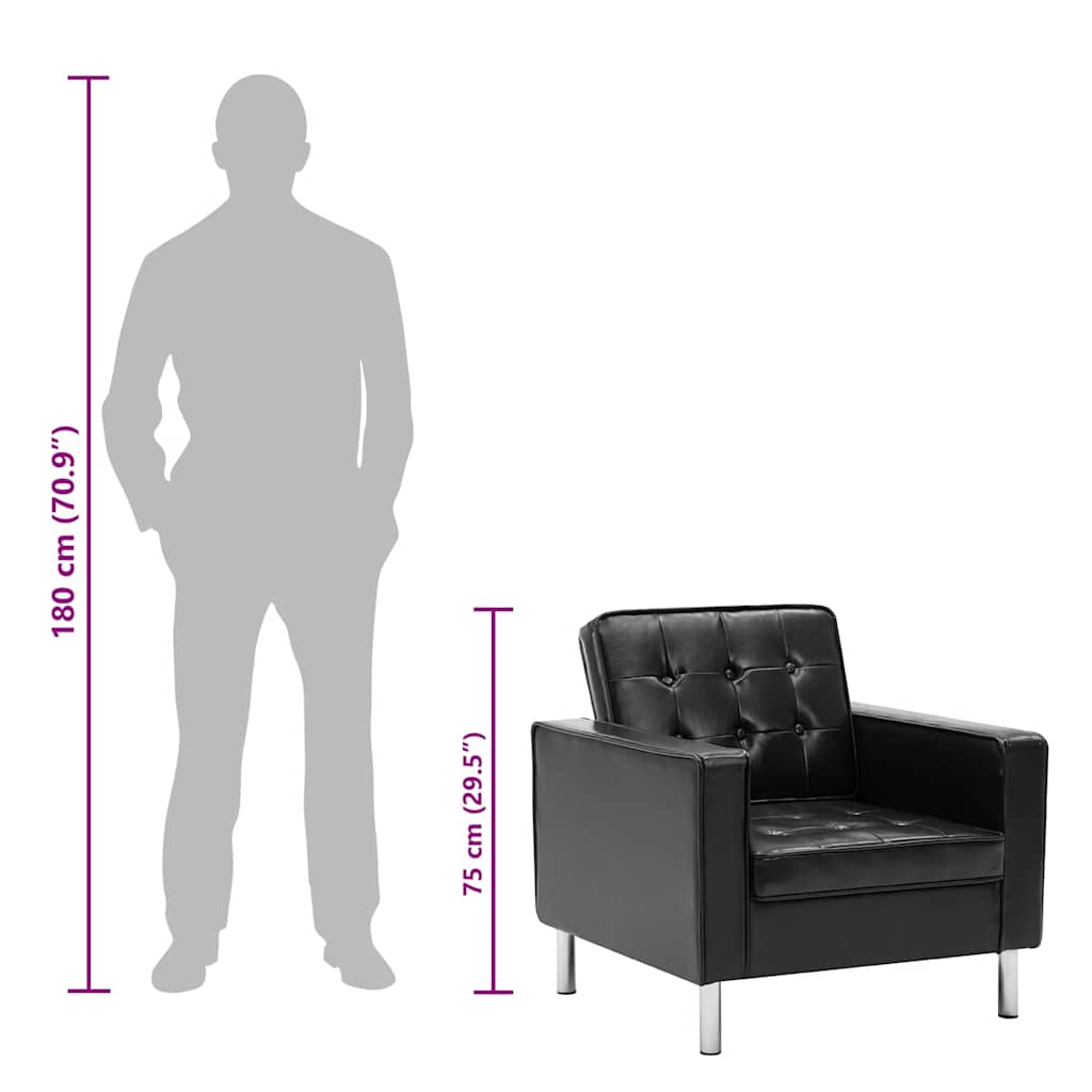 Armchair Black 75x70x75 cm Faux Leather