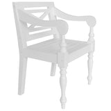 Batavia Chairs 2 pcs White Solid Mahogany Wood - Front View